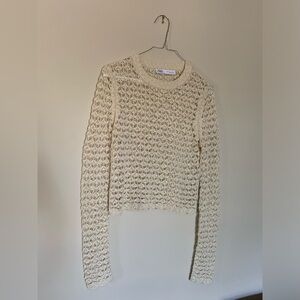 ZARA Crochet Long Sleeve Top Size Medium Open knit
